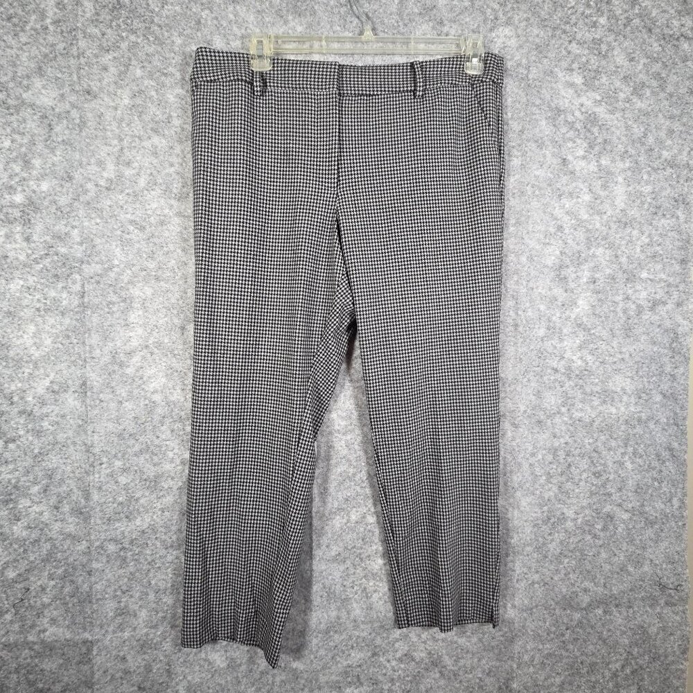 Talbot's Women's Hampshire Ankle Dress Pants Gingham Print Black and white Size